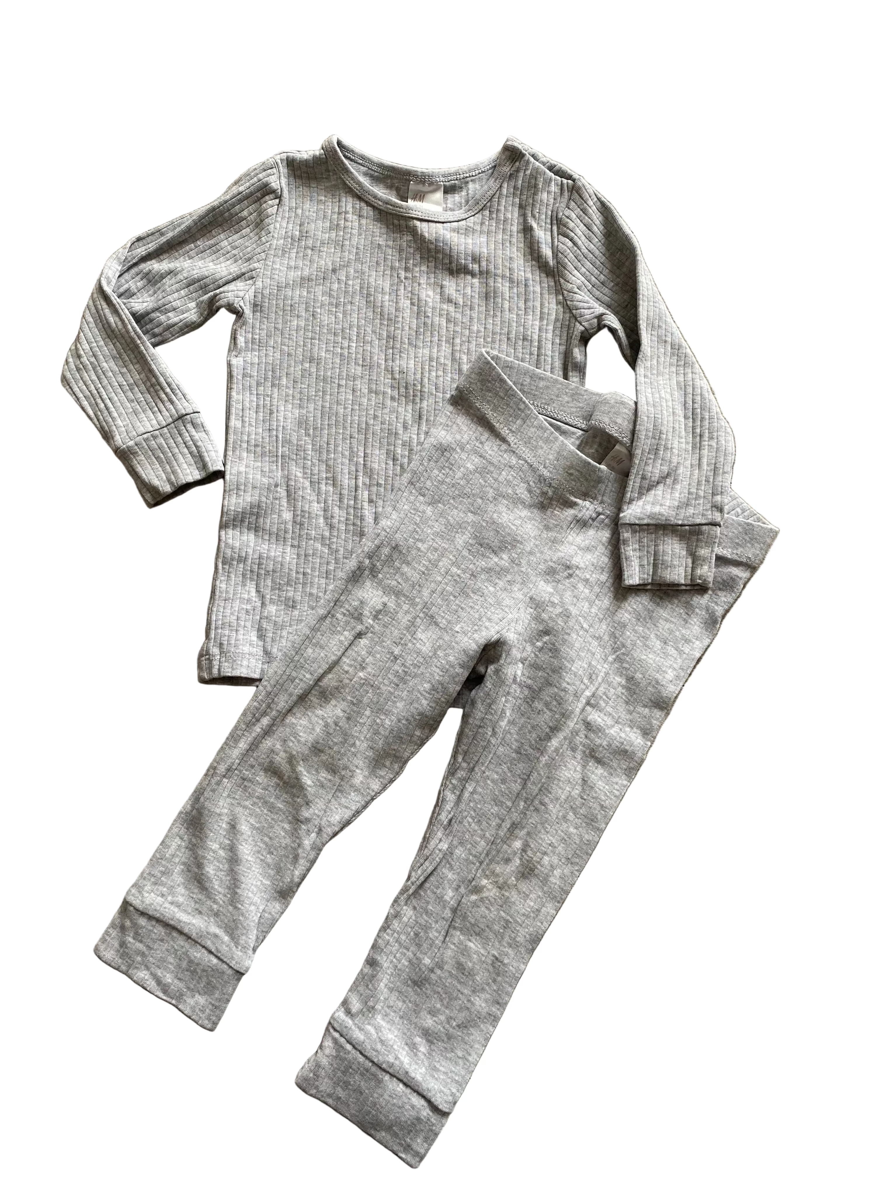 H&M Baby Gray Ribbed Set 12-18M